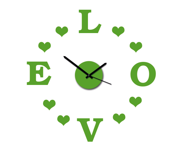 Nalepovací hodiny LOVE a srdíčka C303C Nalepovací hodiny LOVE a srdíčka C303C